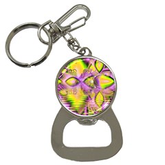 Golden Violet Crystal Heart Of Fire, Abstract Bottle Opener Key Chain by DianeClancy