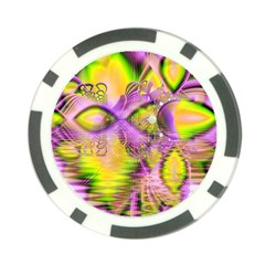 Golden Violet Crystal Heart Of Fire, Abstract Poker Chip by DianeClancy