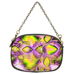 Golden Violet Crystal Heart Of Fire, Abstract Chain Purse (two Sided) 