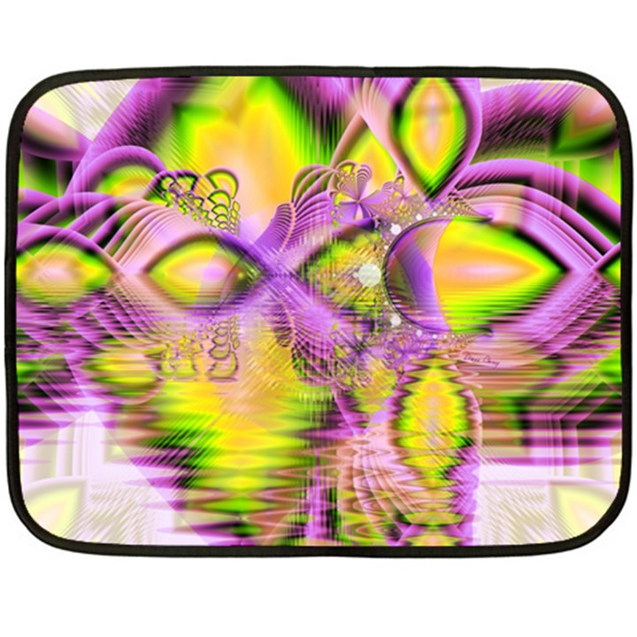 Golden Violet Crystal Heart Of Fire, Abstract Mini Fleece Blanket (Two Sided)