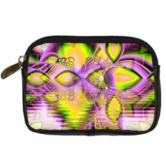 Golden Violet Crystal Heart Of Fire, Abstract Digital Camera Leather Case by DianeClancy