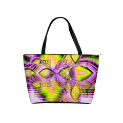 Golden Violet Crystal Heart Of Fire, Abstract Large Shoulder Bag by DianeClancy