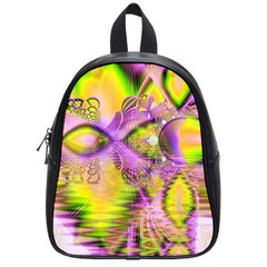 Golden Violet Crystal Heart Of Fire, Abstract School Bag (small) by DianeClancy