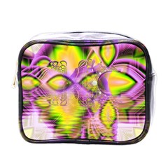 Golden Violet Crystal Heart Of Fire, Abstract Mini Travel Toiletry Bag (one Side) by DianeClancy