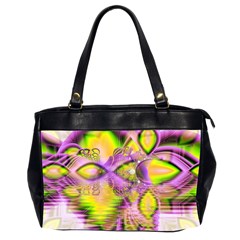 Golden Violet Crystal Heart Of Fire, Abstract Oversize Office Handbag (two Sides) by DianeClancy