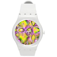 Golden Violet Crystal Heart Of Fire, Abstract Plastic Sport Watch (medium) by DianeClancy