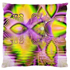 Golden Violet Crystal Heart Of Fire, Abstract Large Cushion Case (one Side) by DianeClancy