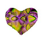 Golden Violet Crystal Heart Of Fire, Abstract Standard 16  Premium Heart Shape Cushion  Back