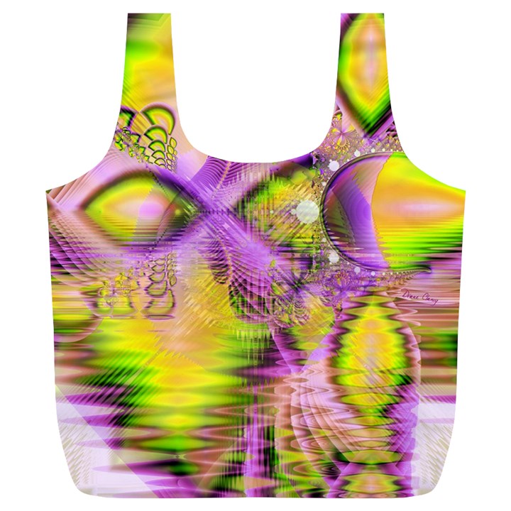 Golden Violet Crystal Heart Of Fire, Abstract Reusable Bag (XL)