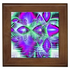 Violet Peacock Feathers, Abstract Crystal Mint Green Framed Ceramic Tile by DianeClancy