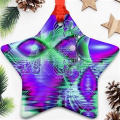 Violet Peacock Feathers, Abstract Crystal Mint Green Star Ornament by DianeClancy