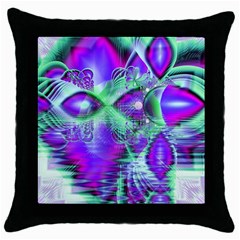 Violet Peacock Feathers, Abstract Crystal Mint Green Black Throw Pillow Case by DianeClancy