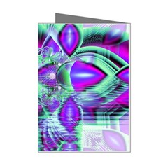 Violet Peacock Feathers, Abstract Crystal Mint Green Mini Greeting Card (8 Pack) by DianeClancy