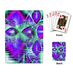 Violet Peacock Feathers, Abstract Crystal Mint Green Playing Cards Single Design