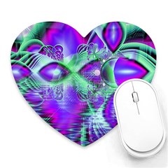 Violet Peacock Feathers, Abstract Crystal Mint Green Mouse Pad (heart)