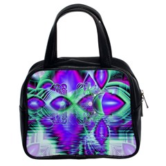 Violet Peacock Feathers, Abstract Crystal Mint Green Classic Handbag (two Sides) by DianeClancy