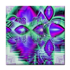 Violet Peacock Feathers, Abstract Crystal Mint Green Face Towel by DianeClancy