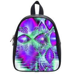 Violet Peacock Feathers, Abstract Crystal Mint Green School Bag (small)