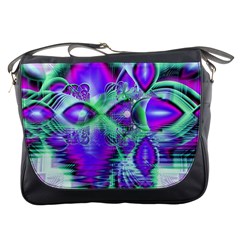 Violet Peacock Feathers, Abstract Crystal Mint Green Messenger Bag by DianeClancy