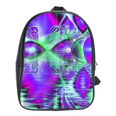 Violet Peacock Feathers, Abstract Crystal Mint Green School Bag (xl) by DianeClancy