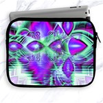 Violet Peacock Feathers, Abstract Crystal Mint Green Apple iPad Zippered Sleeve Front