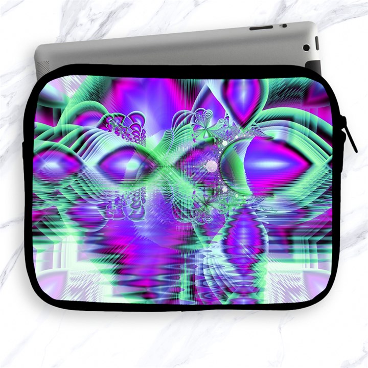 Violet Peacock Feathers, Abstract Crystal Mint Green Apple iPad Zippered Sleeve