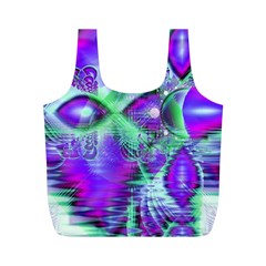 Violet Peacock Feathers, Abstract Crystal Mint Green Reusable Bag (m) by DianeClancy