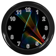 Abstract Rainbow Lily, Colorful Mystical Flower  Wall Clock (black) by DianeClancy