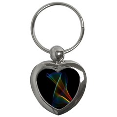 Abstract Rainbow Lily, Colorful Mystical Flower  Key Chain (heart)