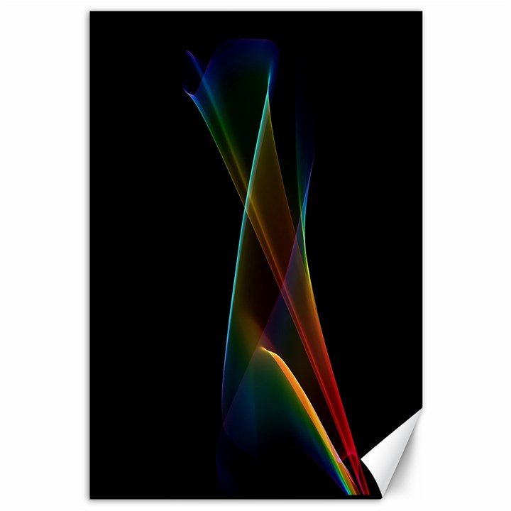 Abstract Rainbow Lily, Colorful Mystical Flower  Canvas 12  x 18  (Unframed)