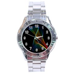 Abstract Rainbow Lily, Colorful Mystical Flower  Stainless Steel Watch