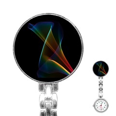 Abstract Rainbow Lily, Colorful Mystical Flower  Stainless Steel Nurses Watch by DianeClancy