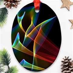 Peacock Symphony, Abstract Rainbow Music Oval Ornament by DianeClancy