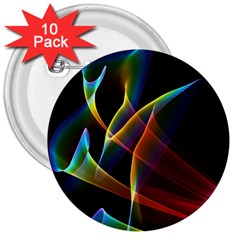 Peacock Symphony, Abstract Rainbow Music 3  Button (10 Pack) by DianeClancy