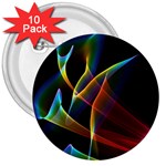 Peacock Symphony, Abstract Rainbow Music 3  Button (10 pack) Front