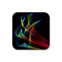 Peacock Symphony, Abstract Rainbow Music Drink Coaster (square) by DianeClancy