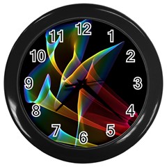 Peacock Symphony, Abstract Rainbow Music Wall Clock (black) by DianeClancy