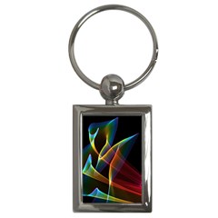 Peacock Symphony, Abstract Rainbow Music Key Chain (rectangle)