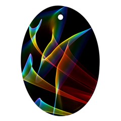 Peacock Symphony, Abstract Rainbow Music Oval Ornament (two Sides) by DianeClancy