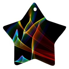 Peacock Symphony, Abstract Rainbow Music Star Ornament (two Sides) by DianeClancy