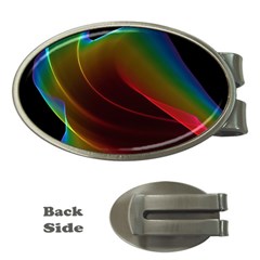 Liquid Rainbow, Abstract Wave Of Cosmic Energy  Money Clip (oval)