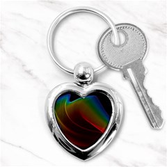 Liquid Rainbow, Abstract Wave Of Cosmic Energy  Key Chain (heart)