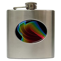 Liquid Rainbow, Abstract Wave Of Cosmic Energy  Hip Flask