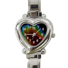 Liquid Rainbow, Abstract Wave Of Cosmic Energy  Heart Italian Charm Watch 