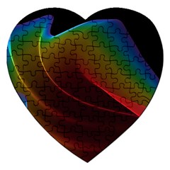 Liquid Rainbow, Abstract Wave Of Cosmic Energy  Jigsaw Puzzle (Heart)