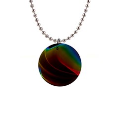 Liquid Rainbow, Abstract Wave Of Cosmic Energy  Button Necklace by DianeClancy