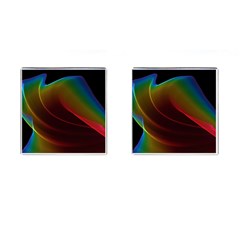 Liquid Rainbow, Abstract Wave Of Cosmic Energy  Cufflinks (square)