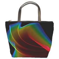 Liquid Rainbow, Abstract Wave Of Cosmic Energy  Bucket Handbag by DianeClancy