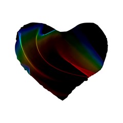 Liquid Rainbow, Abstract Wave Of Cosmic Energy  16  Premium Heart Shape Cushion  by DianeClancy