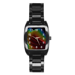 Liquid Rainbow, Abstract Wave Of Cosmic Energy  Stainless Steel Barrel Watch by DianeClancy